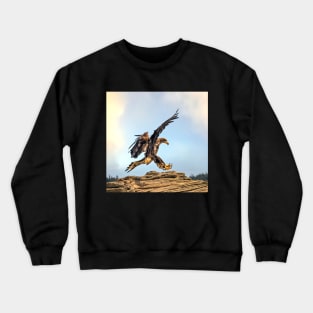 Juvenile Bald Eagle practicing its landing skills. Crewneck Sweatshirt